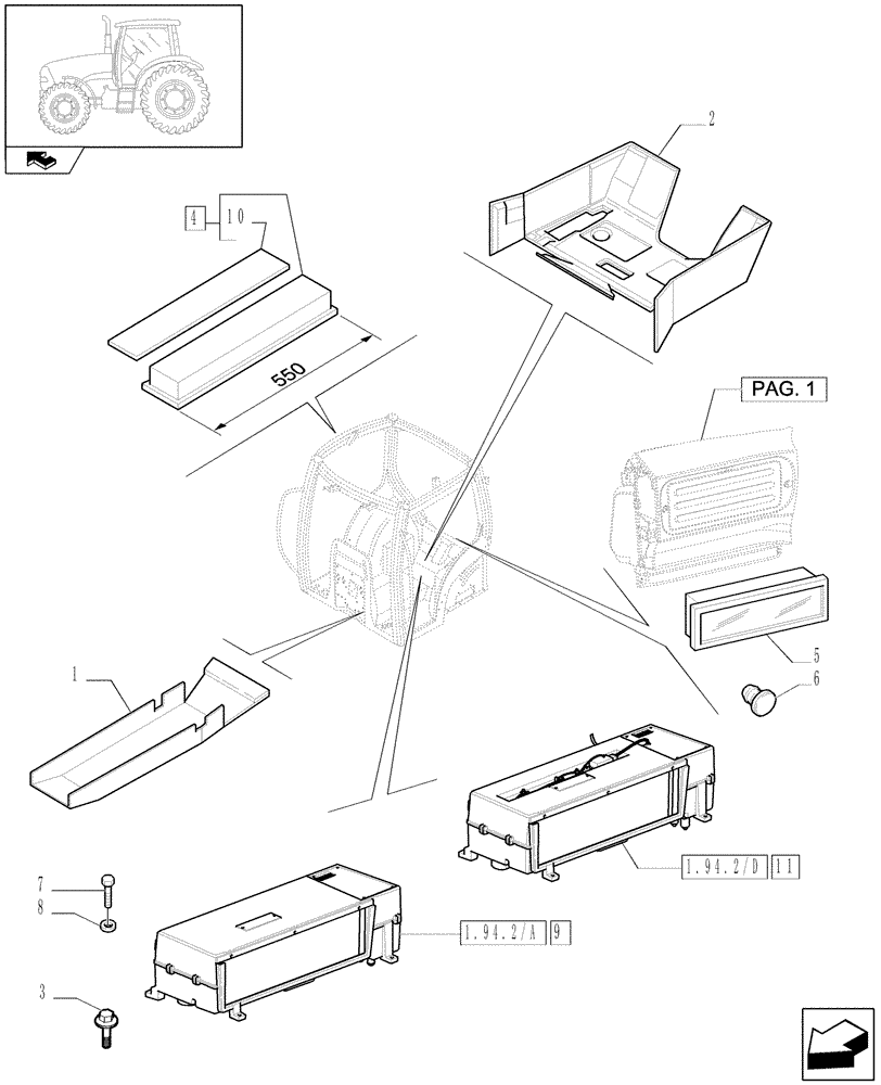 Схема запчастей Case IH PUMA 125 - (1.94.2[03]) - HEATING - HEATER - AIR CONDITIONER AND RELATED PARTS - C6481 (10) - OPERATORS PLATFORM/CAB