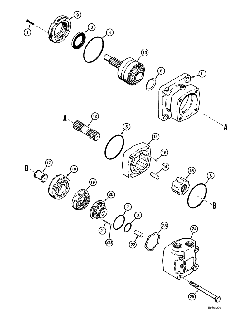 Схема запчастей Case IH 1840 - (08-16) - HYDRAULIC DRIVE MOTOR, JAF0134090 - (08) - HYDRAULICS