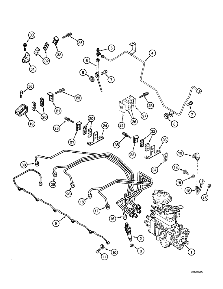 Схема запчастей Case IH 2144 - (3-02) - FUEL INJECTION SYSTEM, 6TA-590 ENGINE, PRIOR TO COMBINE S/N JJC0173150 (02) - FUEL SYSTEM