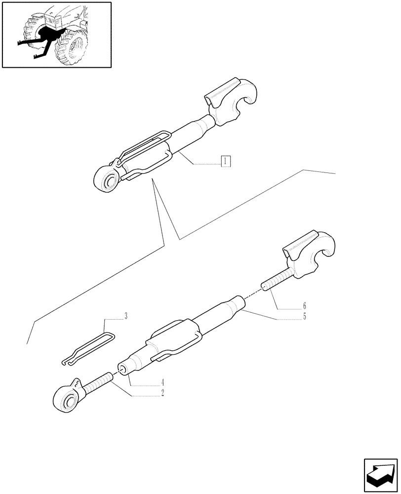 Схема запчастей Case IH MXU115 - (1.89.6/08C) - FRONT HYDRAULIC LIFT - THIRD-LINK SPRAG - BREAKDOWN (09) - IMPLEMENT LIFT