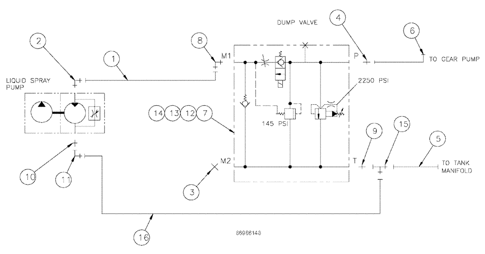 Схема запчастей Case IH SPX3200 - (06-019) - PRODUCT PUMP HYDRAULIC GROUP Hydraulic Plumbing