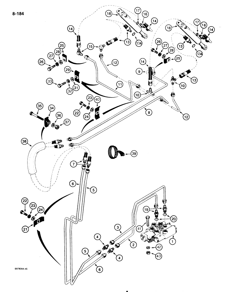 Схема запчастей Case IH 1818 - (8-184) - LOADER LIFT HYDRAULIC CIRCUIT (08) - HYDRAULICS