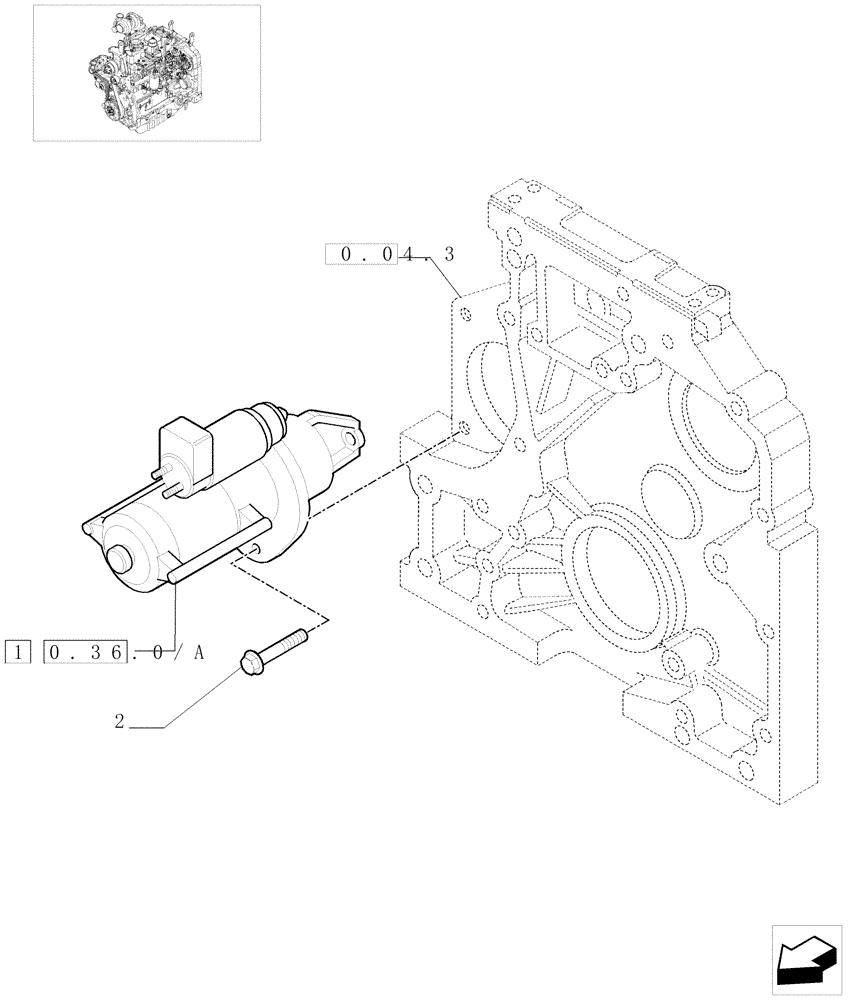 Схема запчастей Case IH MXU115 - (0.36.0) - STARTER MOTOR (01) - ENGINE