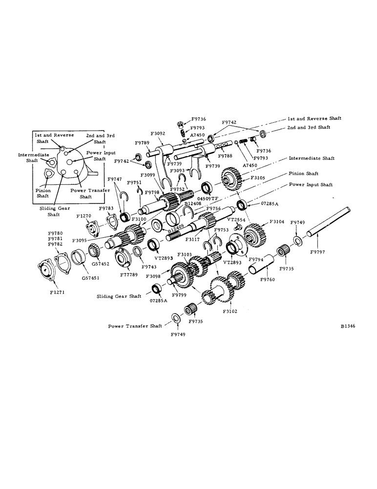 Схема запчастей Case IH 800 - (272) - TRANSMISSION, SHIFTER FORK AND SHAFTS (14) - MAIN GEARBOX & DRIVE