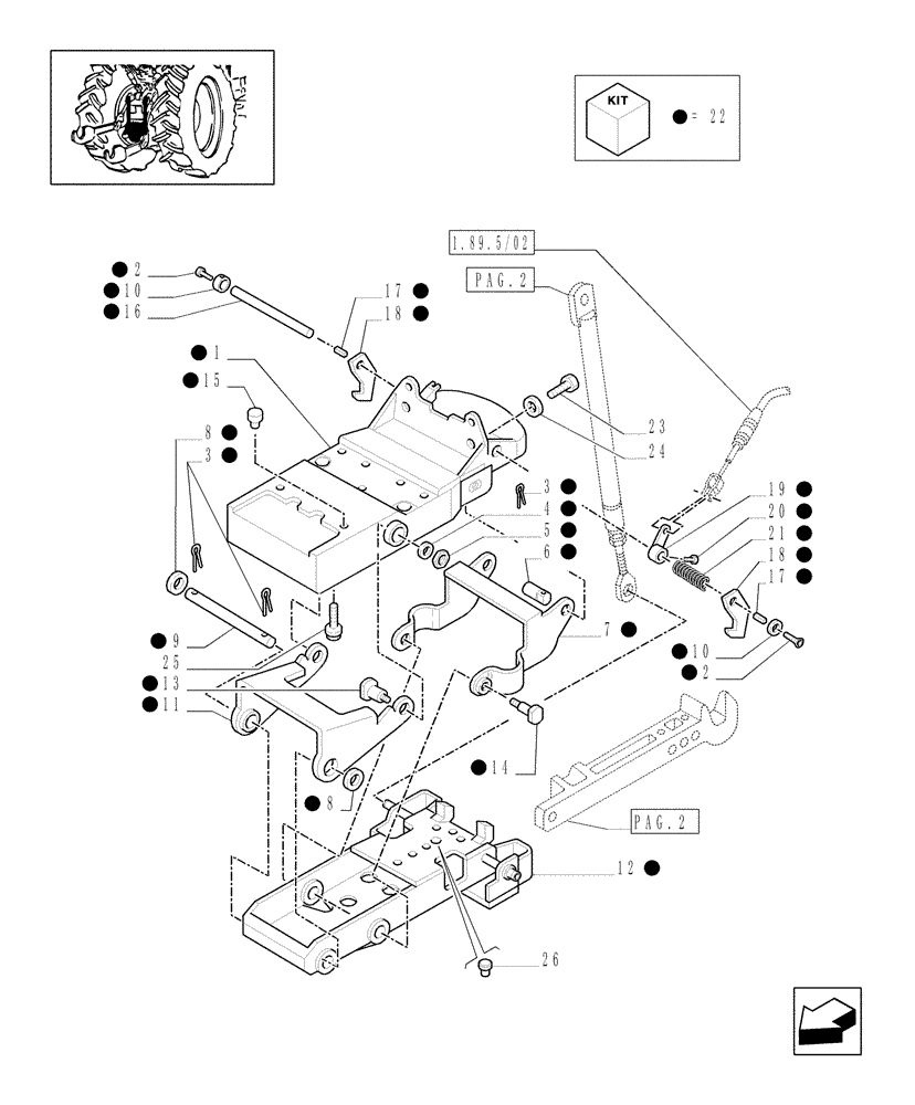 Схема запчастей Case IH MXU110 - (1.89.3[01]) - (VAR.305-894) AUTOMATIC HITCH - (WITH 2 JACKS) - TOW HOOK (09) - IMPLEMENT LIFT