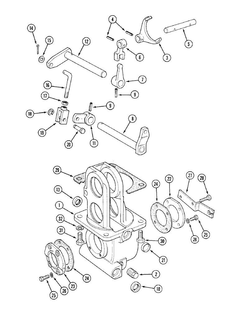 Схема запчастей Case IH 1394 - (6-246) - TRANSFER GEARBOX HOUSING AND SELECTOR, MFD SYNCHROMESH (06) - POWER TRAIN