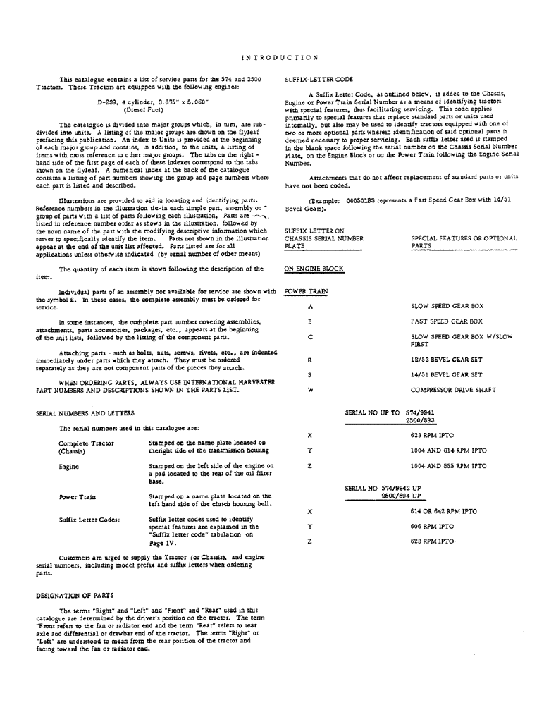 Схема запчастей Case IH 574 - (00B) - INTRODUCTION - SERIAL NUMBER LOCATIONS & SUFFIX LETTER CODES (00) - GENERAL