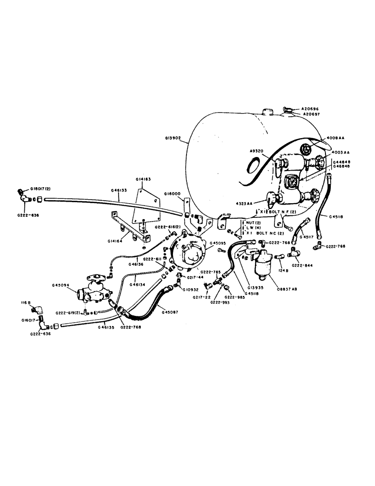 Схема запчастей Case IH 400B-SERIES - (034) - SPARK IGNITION ENGINES, FUEL TANK, L.P. GAS, L.P. GAS ATTACHMENTS, 300B SERIES (03) - FUEL SYSTEM