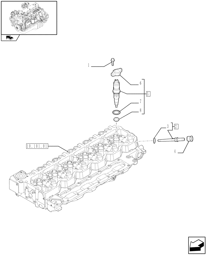 Схема запчастей Case IH F4HE9684J J100 - (10.218.02) - INJECTION EQUIPMENT - INJECTOR (2855134) 