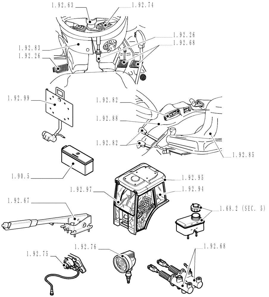Схема запчастей Case IH JX1070N - (SEC. 10) - DRIVERS COMPARTMENT (00) - GENERAL