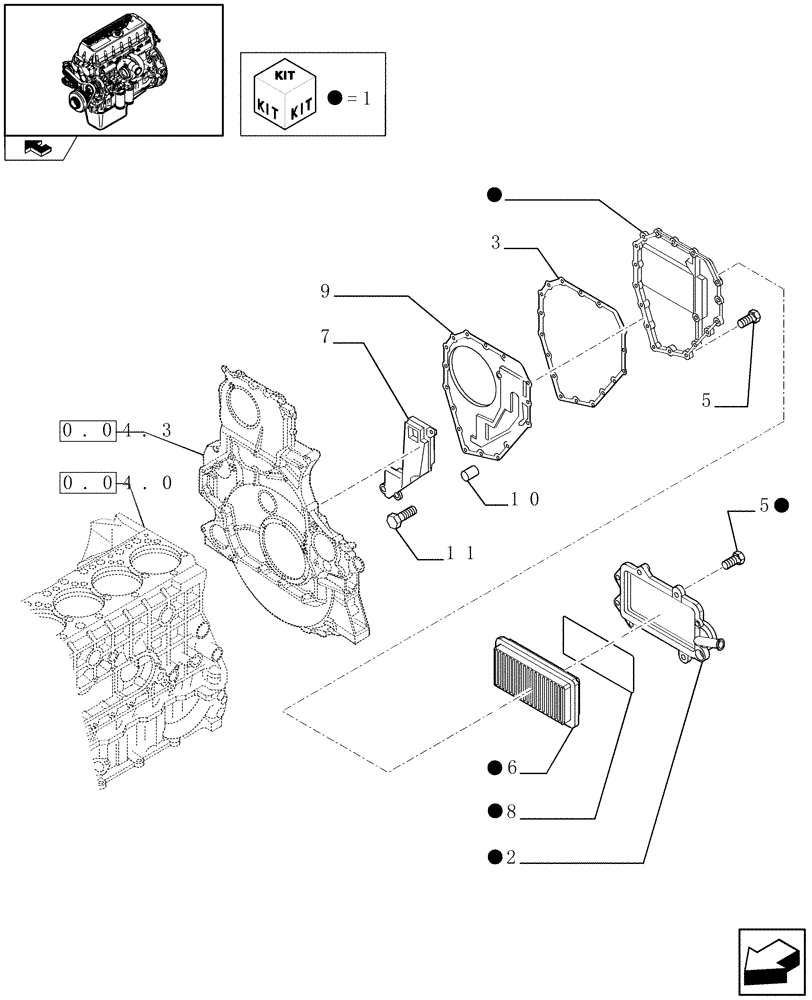 Схема запчастей Case IH F3CE0684A E001 - (0.04.5) - ENGINE BREATHERS (500385423) 