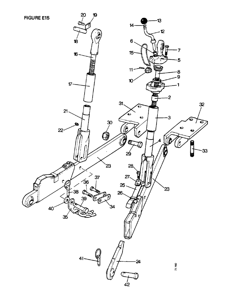 Схема запчастей Case IH 1410 - (E15-1) - SELECTAMATIC HYDRAULIC SYSTEM, LIFT RODS AND LOWER LINKS TRACTORS WITH CAB, UP TO S/N NOTE A (07) - HYDRAULIC SYSTEM