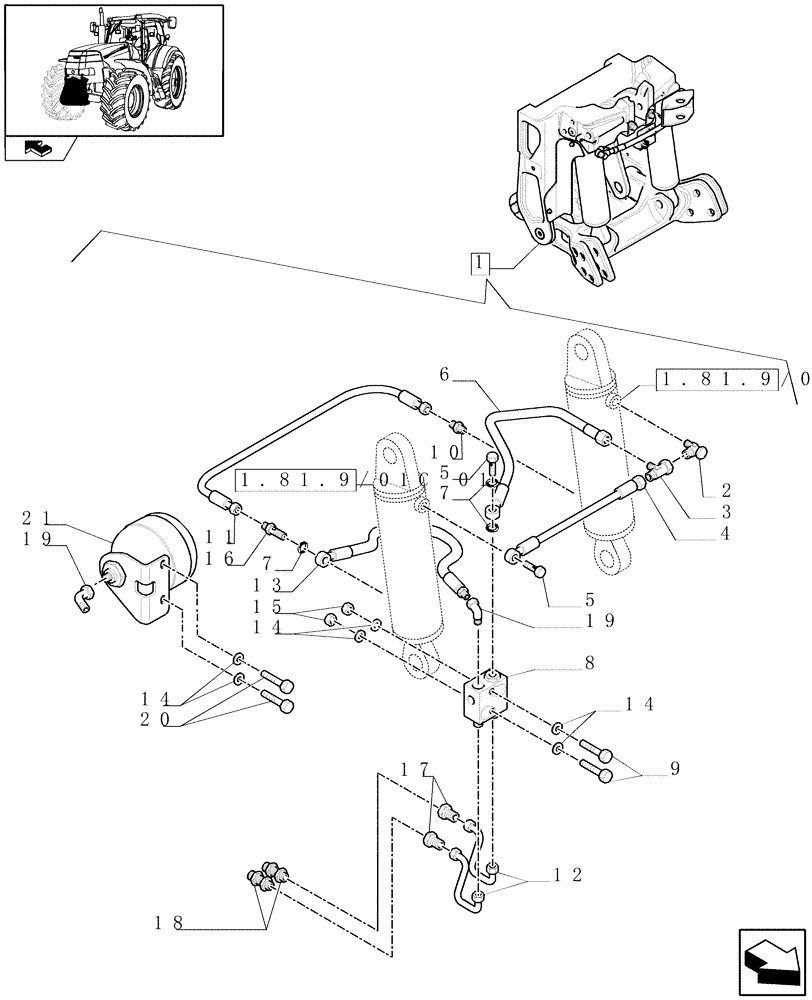 Схема запчастей Case IH PUMA 195 - (1.81.9/01C[02]) - LIFTER - BREAKDOWN - C6726 (07) - HYDRAULIC SYSTEM