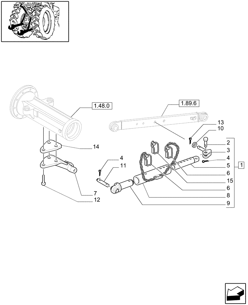 Схема запчастей Case IH JX90U - (1.89.9) - IMPLEMENT HITCHING - SUPPORT & STABILIZER SPRAG (09) - IMPLEMENT LIFT