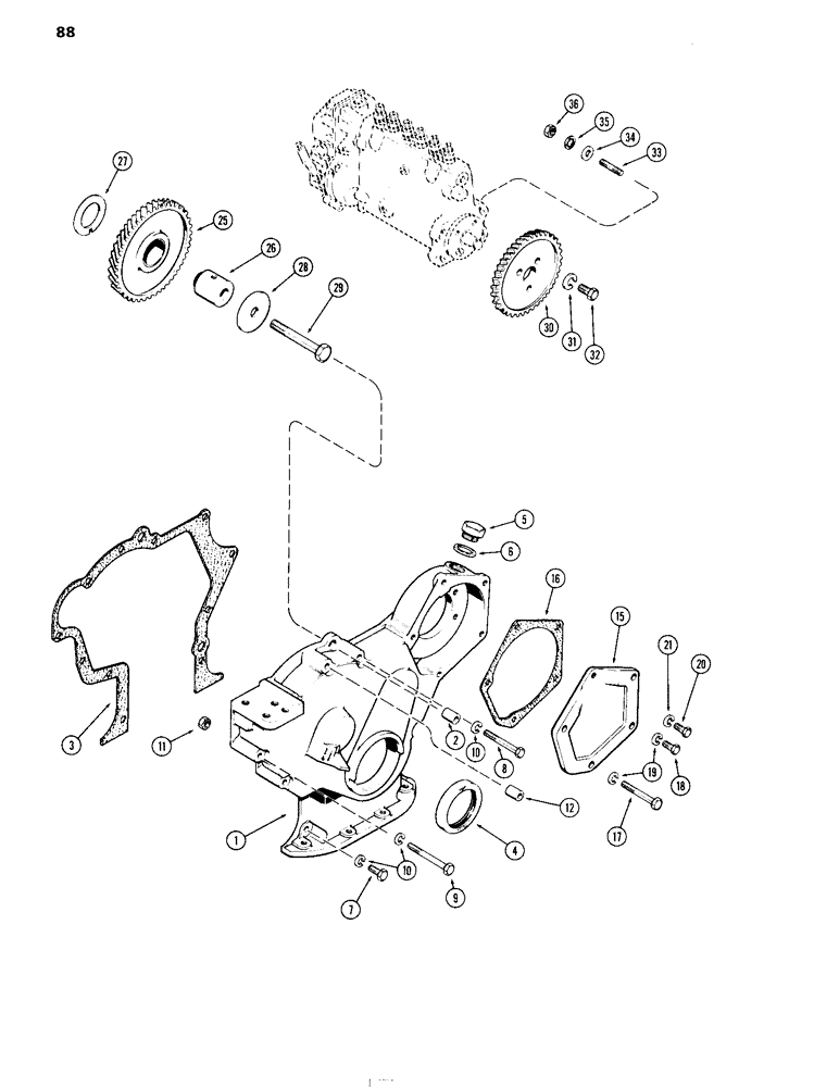 Схема запчастей Case IH 504D - (088) - TIMING GEAR COVER, ENGINE LESS FUEL DEVICE, 504D NATURALLY ASPIRATED ENGINES (10) - ENGINE