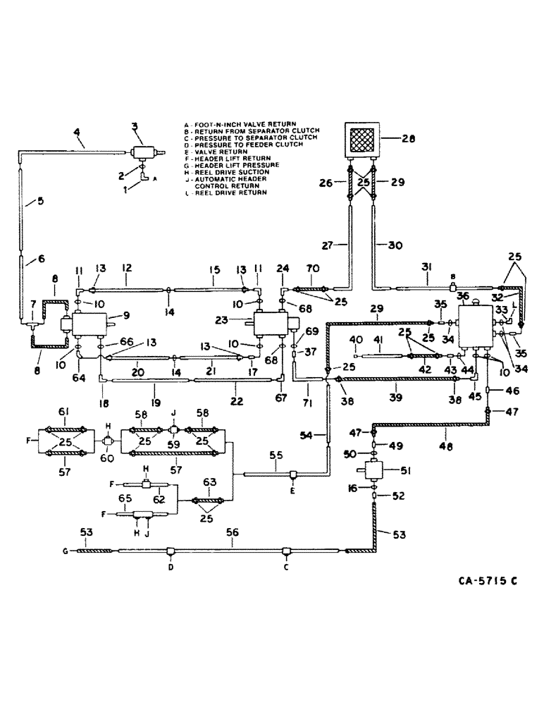 Схема запчастей Case IH 1440 - (10-03) - HYDRAULICS, HYDROSTATIC MOTOR, PUMP AND HEADER LIFT DIAGRAM, S/N 20000 & BELOW (07) - HYDRAULICS