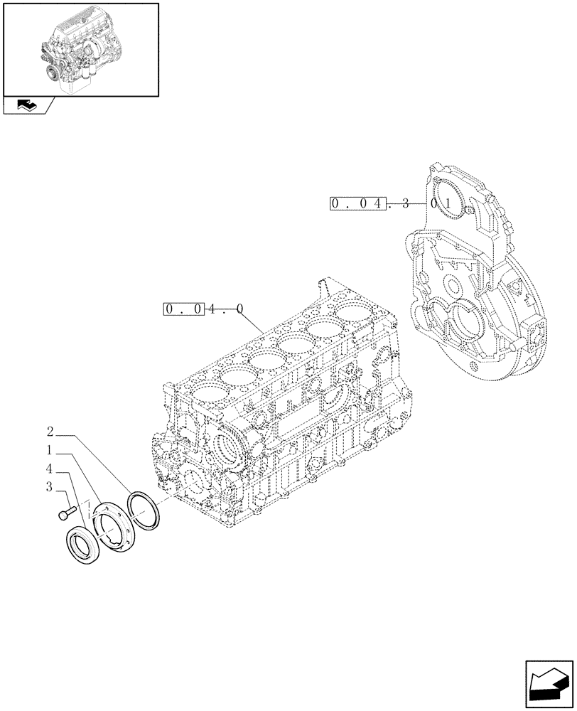 Схема запчастей Case IH F3AE0684P E909 - (0.04.3[02]) - ENGINE BLOCK FRONT COVER (504045977) 