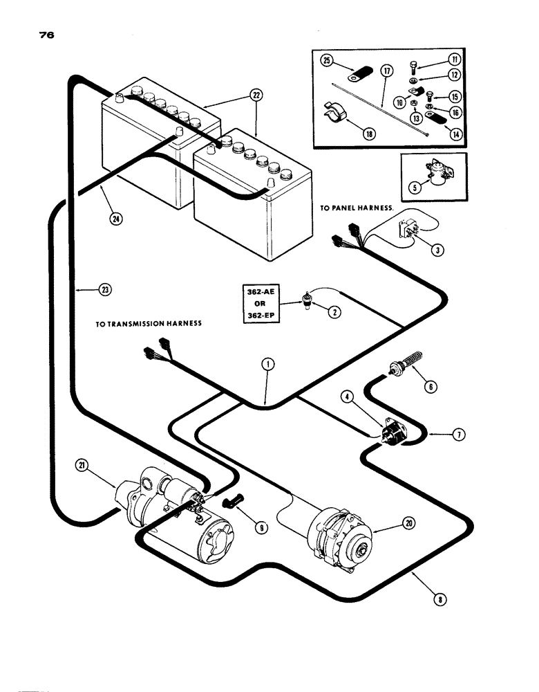 Схема запчастей Case IH 770 - (076) - ELECTRICAL EQUIPMENT AND WIRING, (267B) DIESEL ENGINE, ENGINE HARNESS, ENGINE HARNESS (04) - ELECTRICAL SYSTEMS