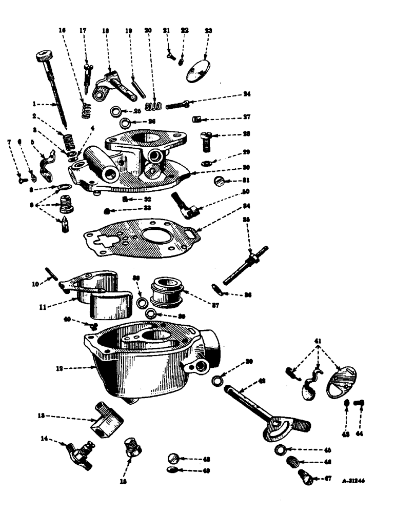 Схема запчастей Case IH FARMALL AV - (026) - ENGINE, CARBURETOR, MARVEL-SCHEBLER (01) - ENGINE