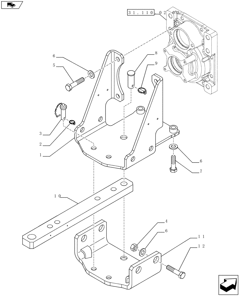 Схема запчастей Case IH FARMALL 75C - (37.100.01) - SWINGING DRAWBAR AND SUPPORT - NAR (37) - HITCHES, DRAWBARS & IMPLEMENT COUPLINGS