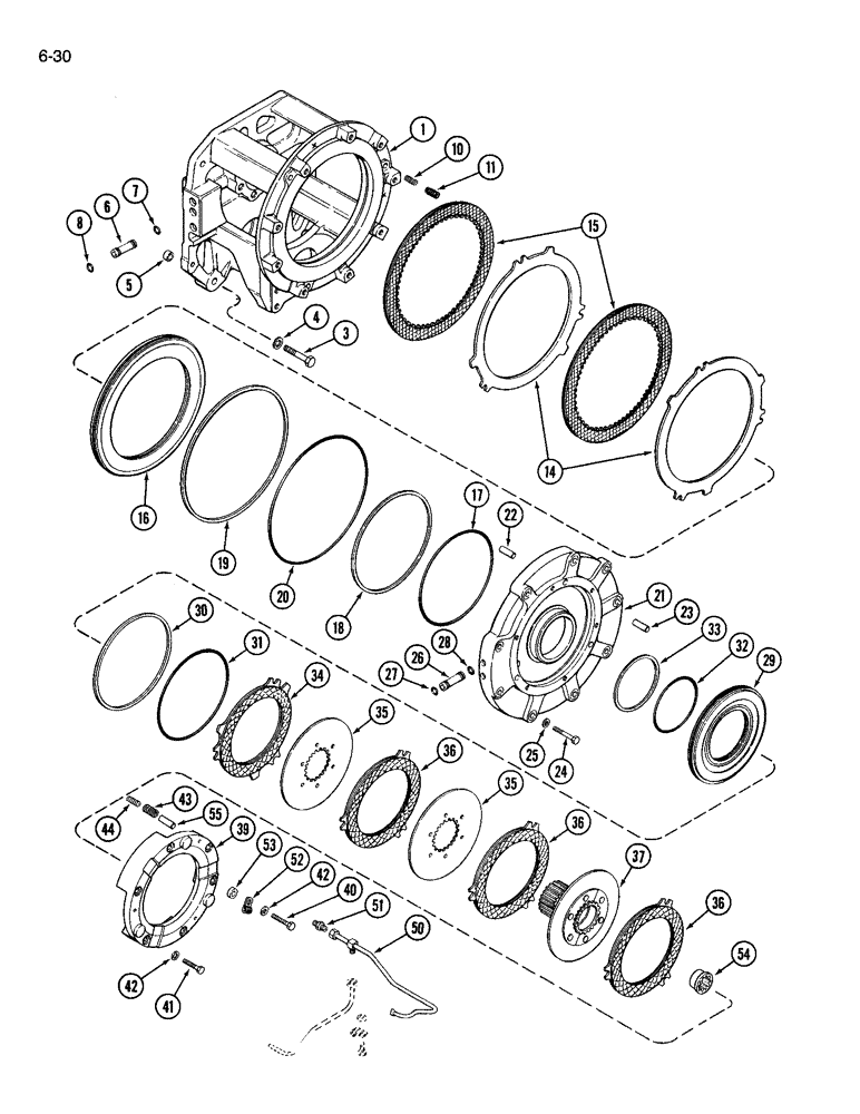 Схема запчастей Case IH 3594 - (6-030) - TRANSMISSION, (C1) AND (C4) CLUTCHES (06) - POWER TRAIN