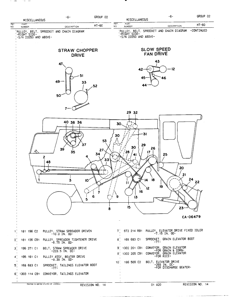 Схема запчастей Case IH 1460 - (02-06) - MISCELLANEOUS, PULLEY, BELT, SPROCKET AND CHAIN DIAGRAM, RIGHT SIDE, S/N 23250 AND ABOVE Accessories & Attachments / Miscellaneous