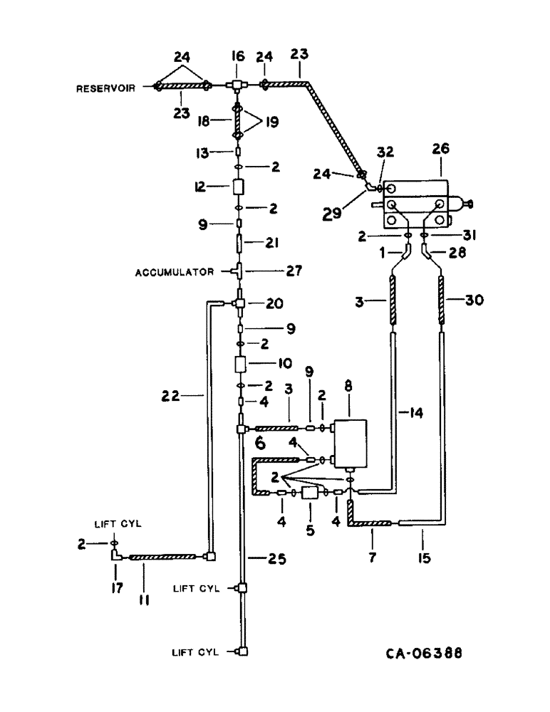 Схема запчастей Case IH 1470 - (10-64) - HYDRAULICS, AUTOMATIC HEADER CONTROL DIAGRAM, SERIAL NO. 10000 AND BELOW (07) - HYDRAULICS