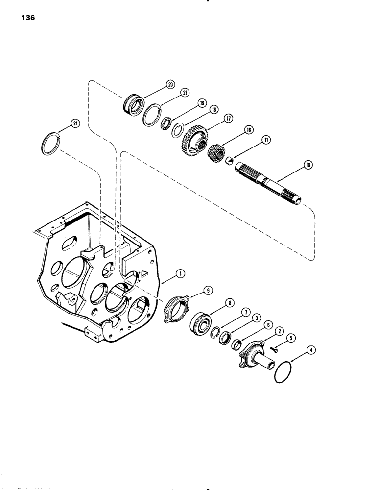 Схема запчастей Case IH 1090 - (136) - RANGE SHAFT AND GEARS, MECHANICAL SHIFT (06) - POWER TRAIN