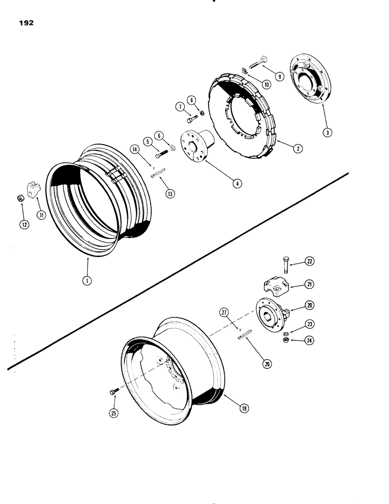 Схема запчастей Case IH 1090 - (192) - DUAL REAR WHEELS WITH 34 INCH RIMS, CAST (08) - HYDRAULICS