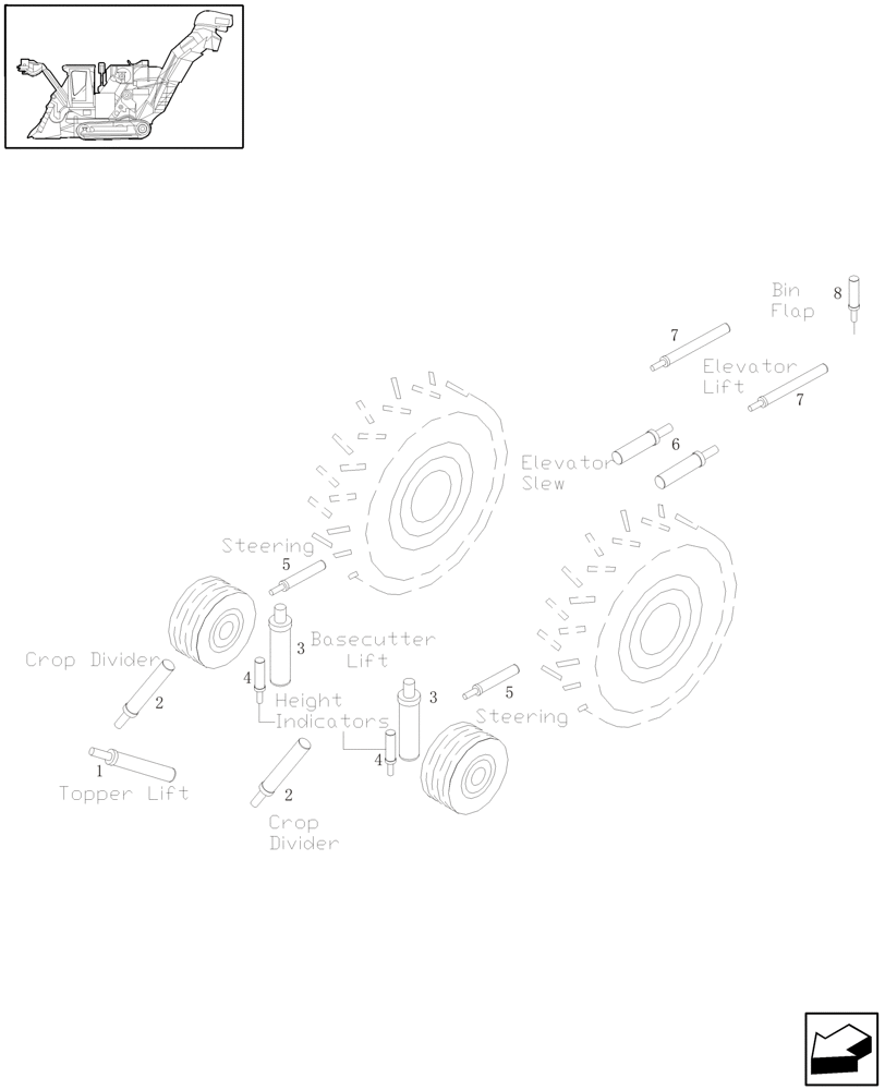 Схема запчастей Case IH A4000 - (B01.01[01]) - HYDRAULIC CYLINDERS (LOCATION) Hydraulic Components & Circuits