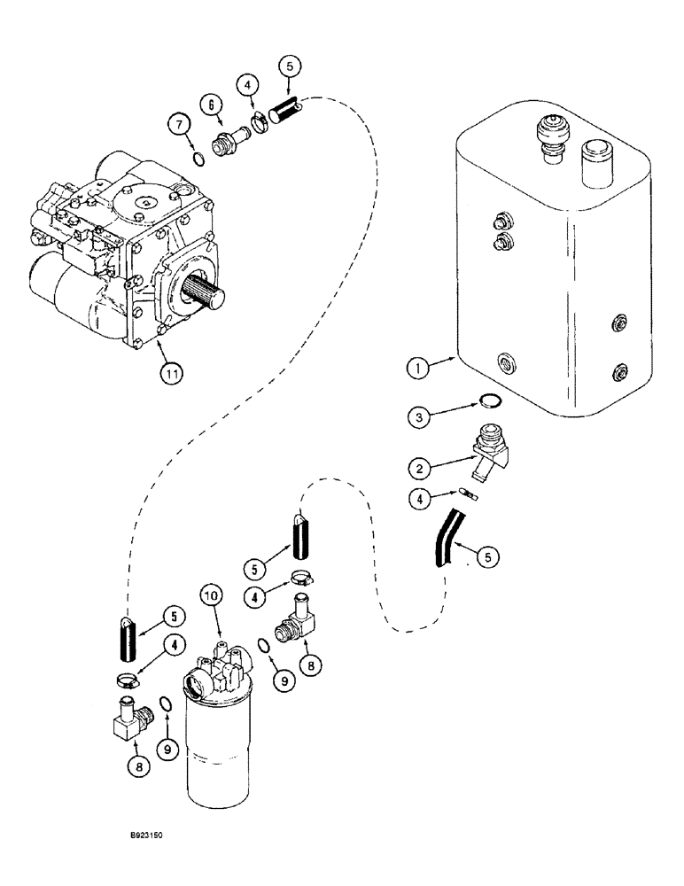 Схема запчастей Case IH 1666 - (8-06) - HYDROSTATIC PUMP SYSTEM, RESERVOIR TO PUMP (07) - HYDRAULICS