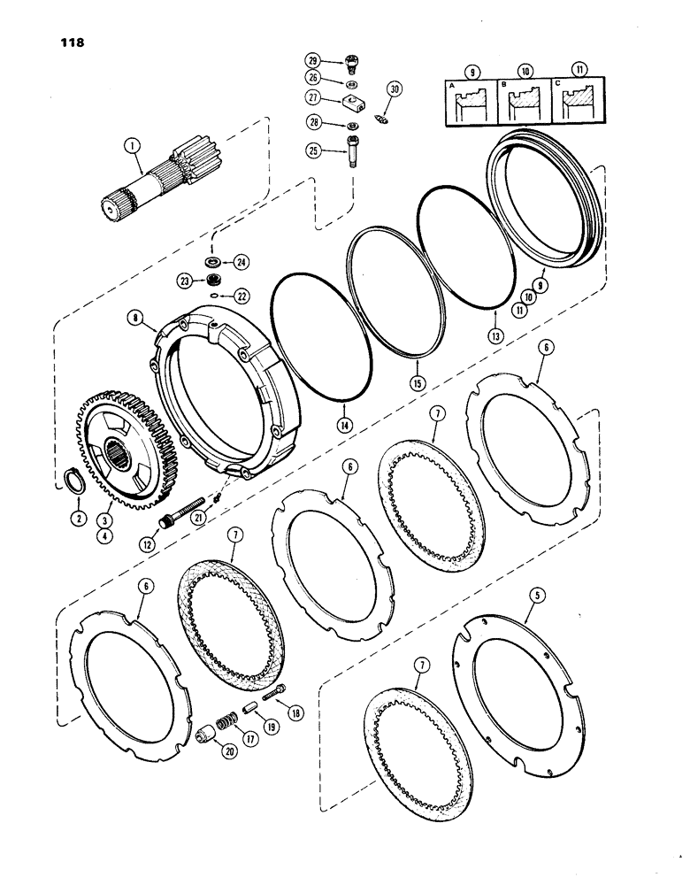 Схема запчастей Case IH 1270 - (118) - DIFFERENTIAL, SHAFT AND BRAKE MECHANISM (06) - POWER TRAIN