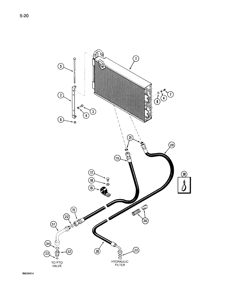 Схема запчастей Case IH 7130 - (5-020) - HYDRAULIC OIL COOLER, P.I.N. JJA0027701 AND AFTER (05) - STEERING