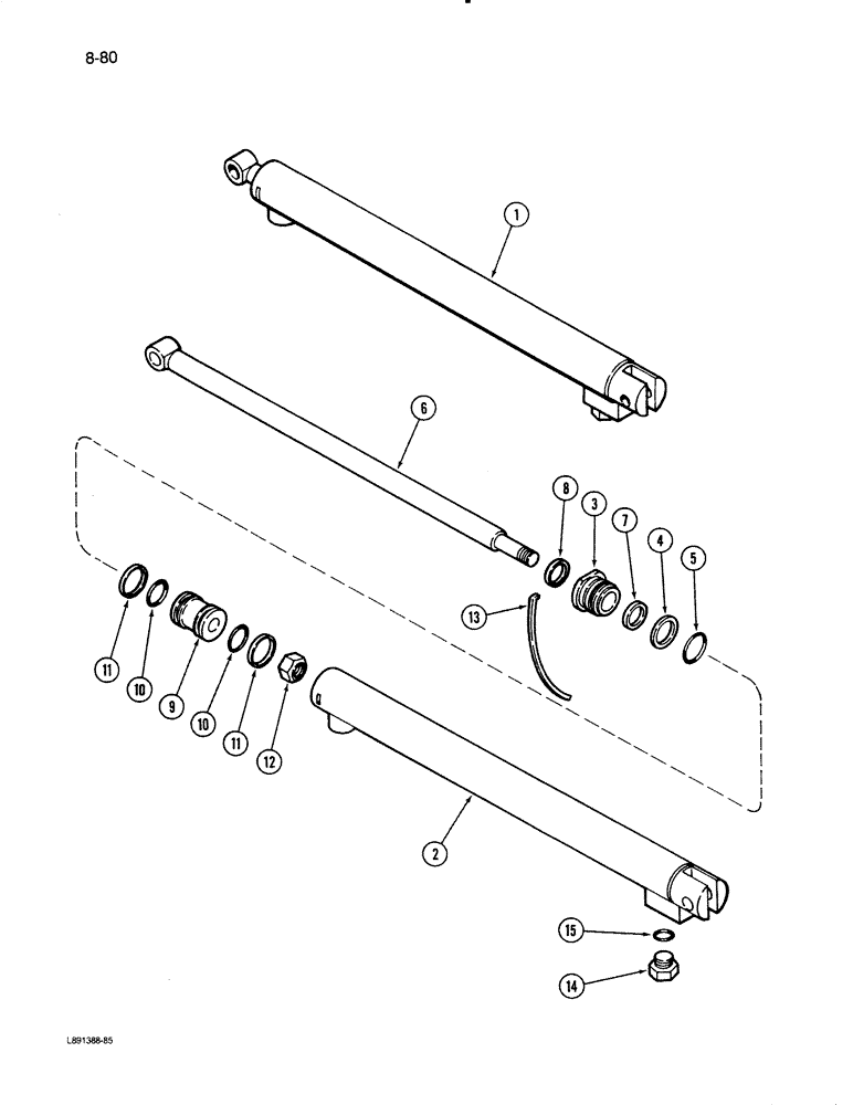 Схема запчастей Case IH 1670 - (8-80) - UNLOADER TUBE SWING CYLINDER (07) - HYDRAULICS