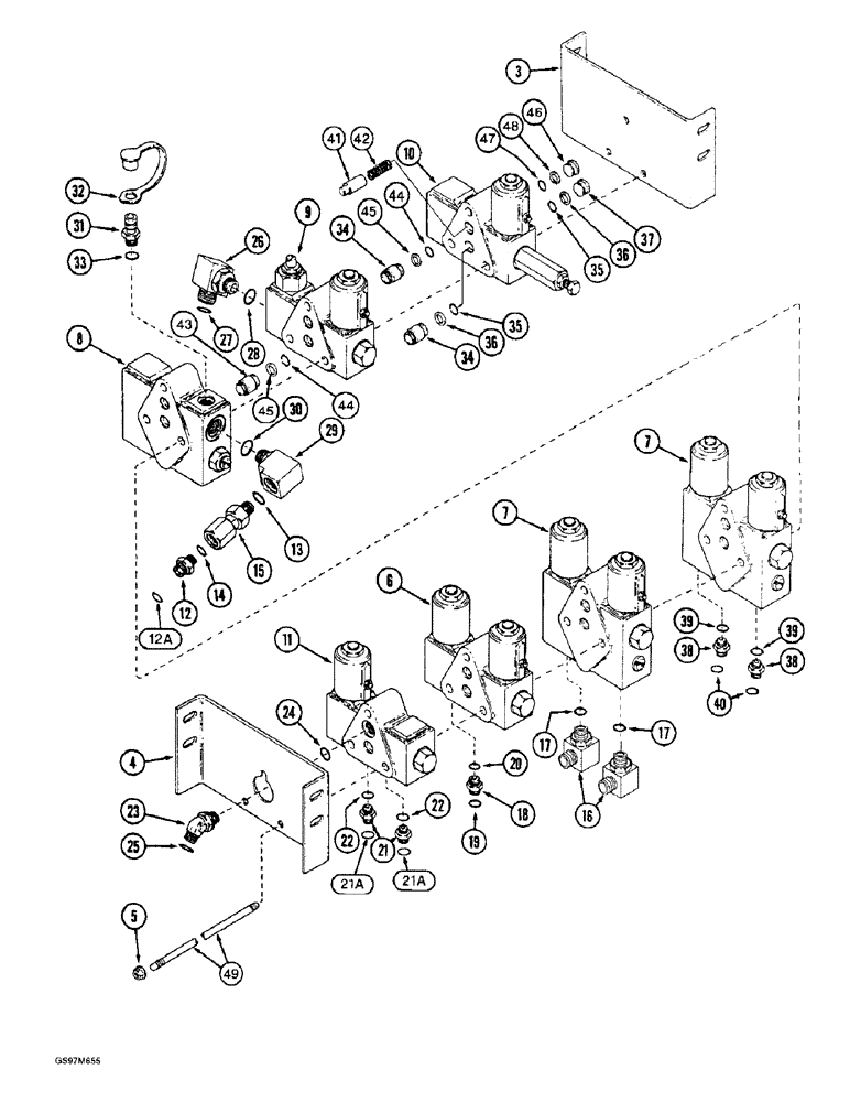 Схема запчастей Case IH 1660 - (8-062) - CONTROL VALVE AND MOUNTING, WITH FORE AND AFT ATTACHMENT, P.I.N. JJC0103800 AND AFTER (07) - HYDRAULICS