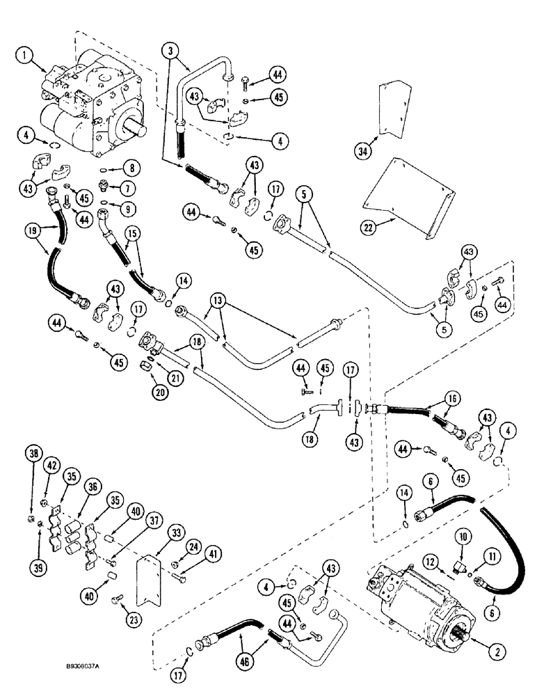 Схема запчастей Case IH 1644 - (6-06) - HYDROSTATIC PUMP AND MOTOR SYSTEM (03) - POWER TRAIN