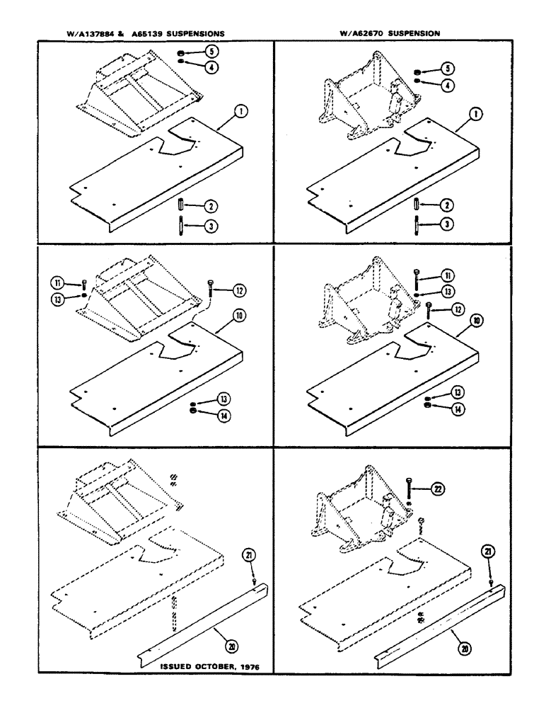 Схема запчастей Case IH 1175 - (215A) - SEAT SUSPENSION SUPPORTS, WITHOUT CAB, USED TRACTOR SERIAL NUMBERS 8727601 TO 8802110 (09) - CHASSIS