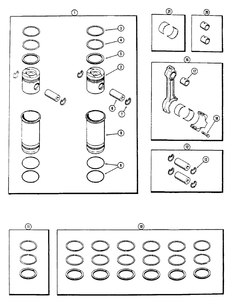 Схема запчастей Case IH 1175 - (030) - (451B) TURBO DIESEL ENGINE, PISTON ASSEMBLY AND CONNECTING RODS (02) - ENGINE