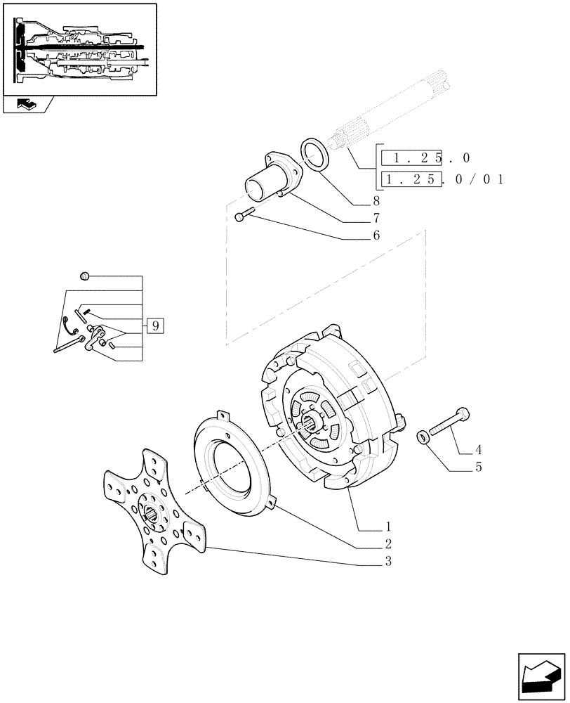 Схема запчастей Case IH FARMALL 85N - (1.25.0/02) - POWER SHUTTLE - CLUTCH (VAR.330275-331275 / 743510; VAR.330278-332278 / 743509; VAR.330273) (03) - TRANSMISSION