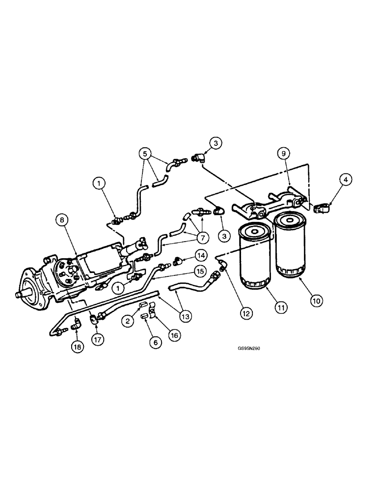 Схема запчастей Case IH DTI-466C - (9E-136) - FUEL FILTER AND CONNECTIONS, AMBAC MODEL 100 