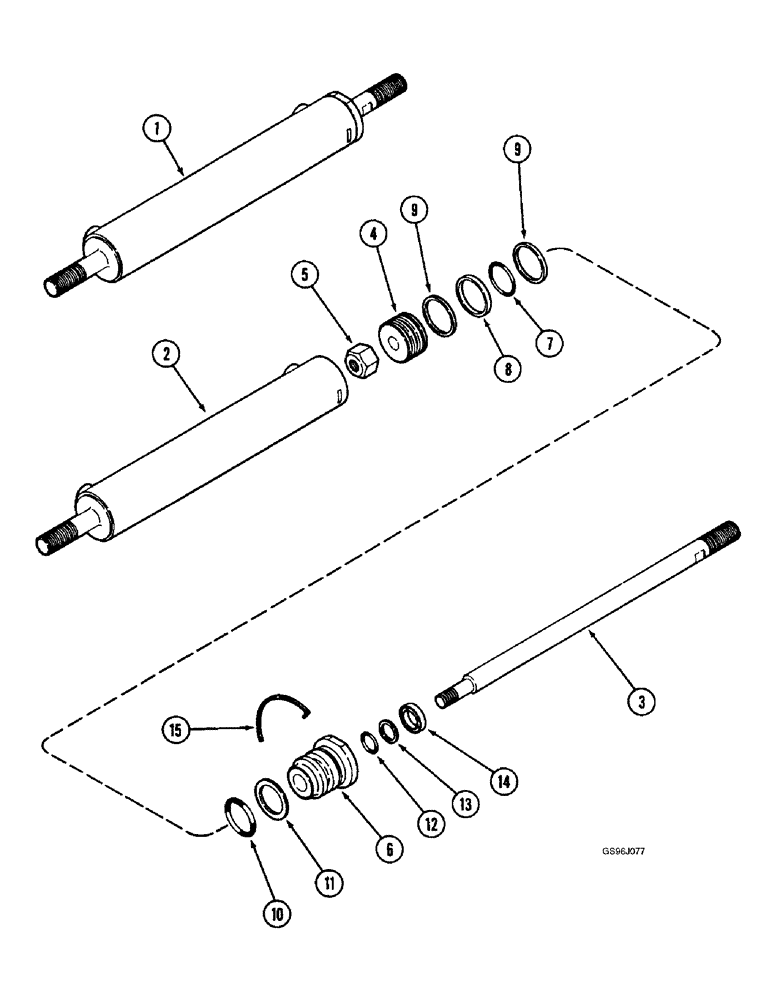 Схема запчастей Case IH 1660 - (5-10) - STEERING CYLINDER ASSEMBLY, COMBINE WITHOUT POWER GUIDE AXLE (04) - STEERING