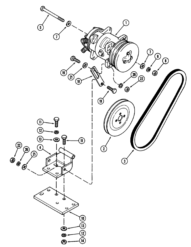 Схема запчастей Case IH 2096 - (9-446) - AIR CONDITIONING, COMPRESSOR MOUNTING AND DRIVE (09) - CHASSIS/ATTACHMENTS