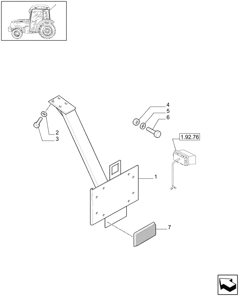 Схема запчастей Case IH JX1070N - (1.92.99[02]) - LICENSE PLATE SUPPORT - W/CAB (10) - OPERATORS PLATFORM/CAB