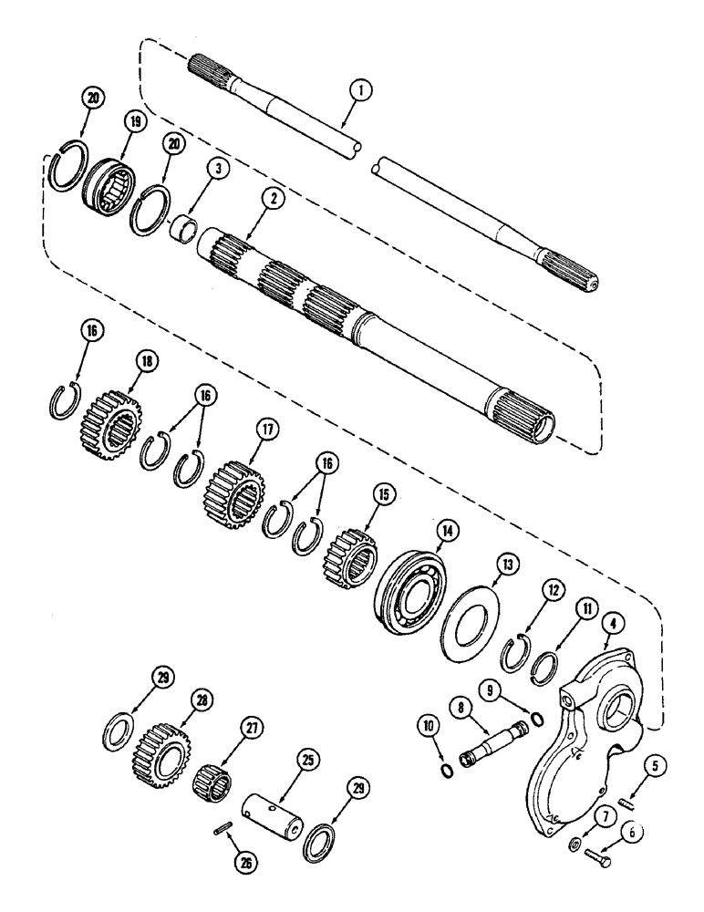 Схема запчастей Case IH 2290 - (6-270) - MECHANICAL SHIFT TRANSMISSION, DRIVE AND REVERSE IDLER SHAFTS (06) - POWER TRAIN