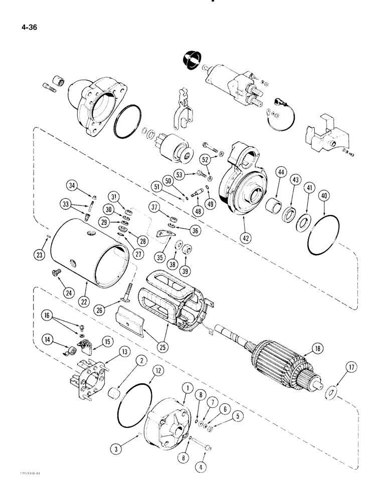 Схема запчастей Case IH 2096 - (4-036) - STARTER ASSEMBLY, NIPPONDENSO NO. 128000-5330 (04) - ELECTRICAL SYSTEMS