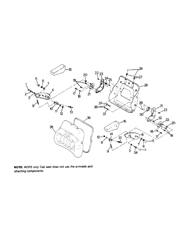 Схема запчастей Case IH 9110 - (01-24) - SEAT ASSEMBLY, BACK CUSHION AND ARMREST (10) - CAB