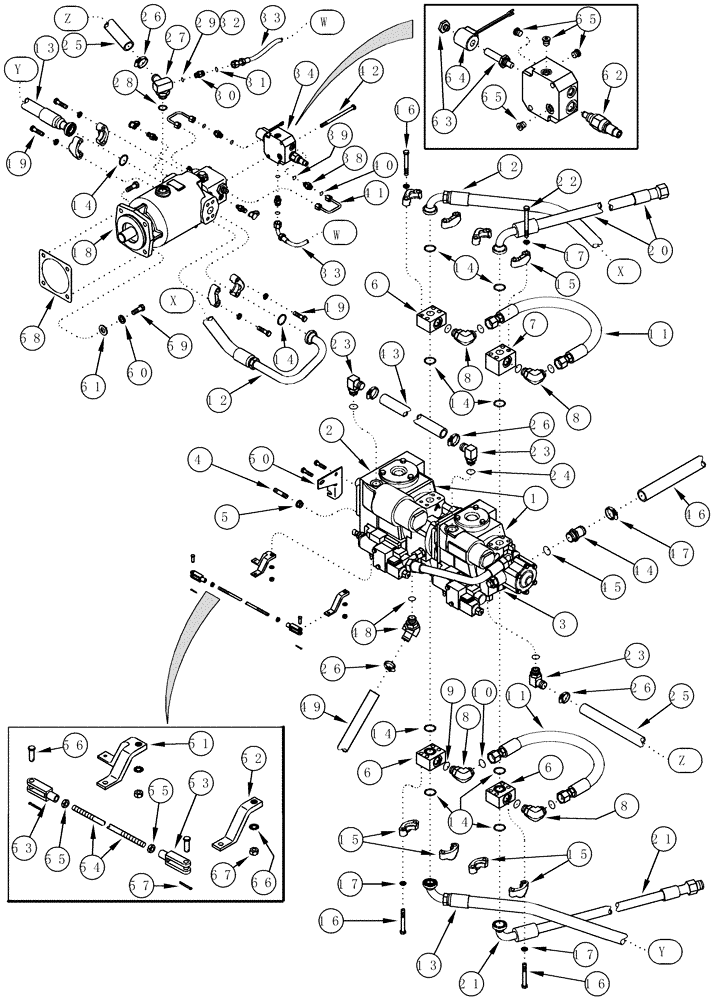 Схема запчастей Case IH CPX620 - (06-04) - HYDROSTATICS PUMP AND MOTOR (03) - POWER TRAIN