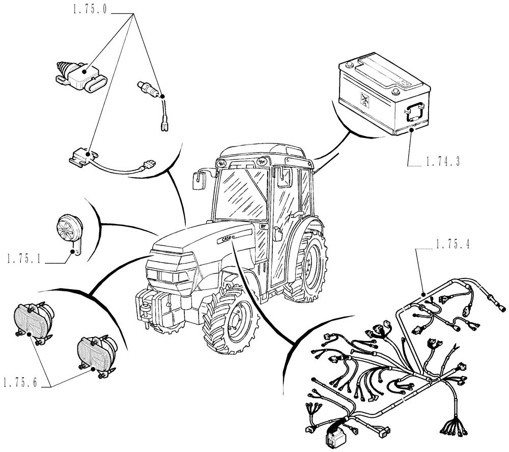 Схема запчастей Case IH JX1095N - (1.74.0) - SEC. 06 - ELECTRICAL (06) - ELECTRICAL SYSTEMS