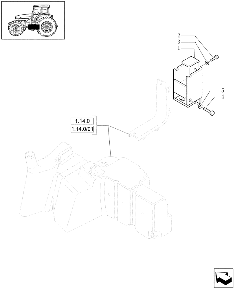 Схема запчастей Case IH MXU130 - (1.14.7) - FUEL TANK SUPPORT (02) - ENGINE EQUIPMENT