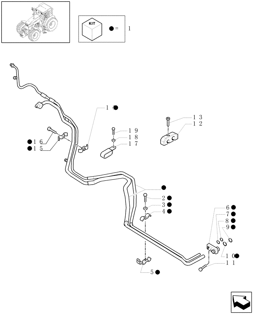 Схема запчастей Case IH MAXXUM 115 - (1.94.3/02[03]) - AIR CONDITIONING SYSTEM PIPES - C6663 (10) - OPERATORS PLATFORM/CAB